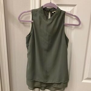 Olive tank blouse with double neck button